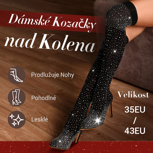 【✨2025 Nové produkty】👢Dámské šumivé boty na kolena s umělými diamanty