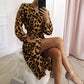 ✨ Leopard tiskové šaty s v -vysíláním