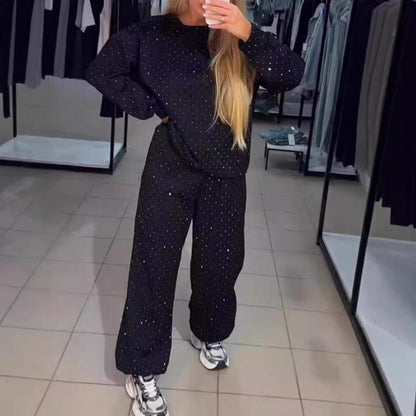 💖Dámská ležérní sportovní mikina s kulatým výstřihem a dvoudílné kalhoty Jogger Set