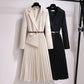 🔥🔥Asymmetrical Patchwork Pleated Blazer Dress with Belt