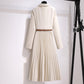🔥🔥Asymmetrical Patchwork Pleated Blazer Dress with Belt