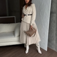 🔥🔥Asymmetrical Patchwork Pleated Blazer Dress with Belt