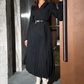 🔥🔥Asymmetrical Patchwork Pleated Blazer Dress with Belt