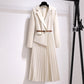 🔥🔥Asymmetrical Patchwork Pleated Blazer Dress with Belt