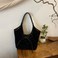 🎀 Dámská semišová retro taška Retro Suede Tote Bag s uzlovými ozdobami