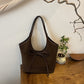 🎀 Dámská semišová retro taška Retro Suede Tote Bag s uzlovými ozdobami