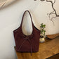 🎀 Dámská semišová retro taška Retro Suede Tote Bag s uzlovými ozdobami