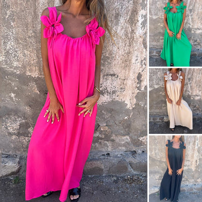 🌺Dámské elegantní maxi šaty s květinovým popruhem