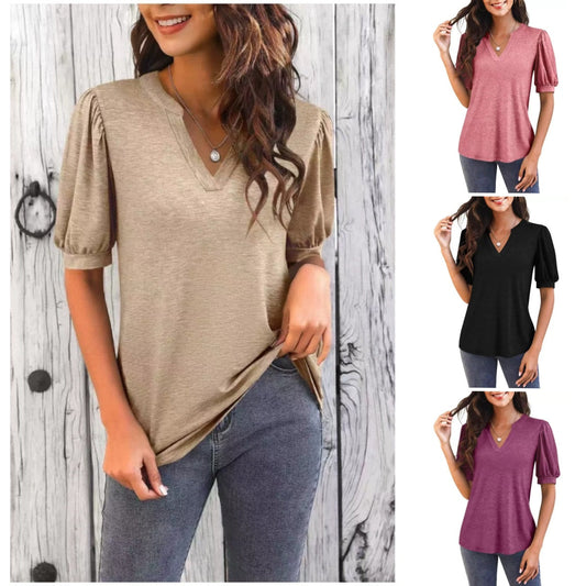 👚Dámské véčkové tričko s krátkým rukávem, ležérní, elegantní tričko