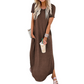 💖Dámské ležérní volné krátké rukávy Pocket Split Maxi šaty