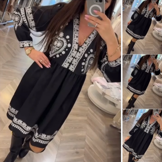 【S-3XL】🌷Vintage dlouhý rukáv volné šaty