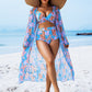 🏖️🌸Costum de baie sexy din trei piese pentru femei cu imprimeu floral👙