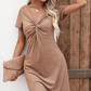 【S-2XL】💖Dámské šaty s krátkým rukávem a výstřihem do V
