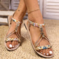 🌺Dámské boho PU kožené ploché sandály👡