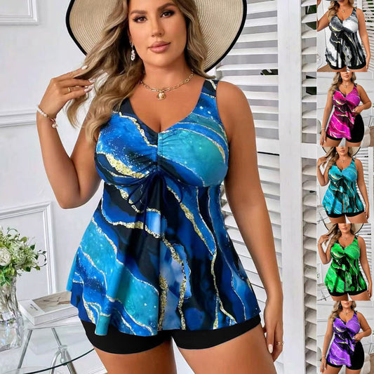 🏖️Dámské dvoudílné plavky s potiskem (top + šortky)👙