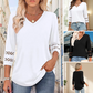 🌿[S-3XL]💖Klasický, pevný top s výstřihem do V a 3/4 rukávy – pohodlný a vhodný pro každou příležitost