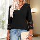 🌿[S-3XL]💖Klasický, pevný top s výstřihem do V a 3/4 rukávy – pohodlný a vhodný pro každou příležitost